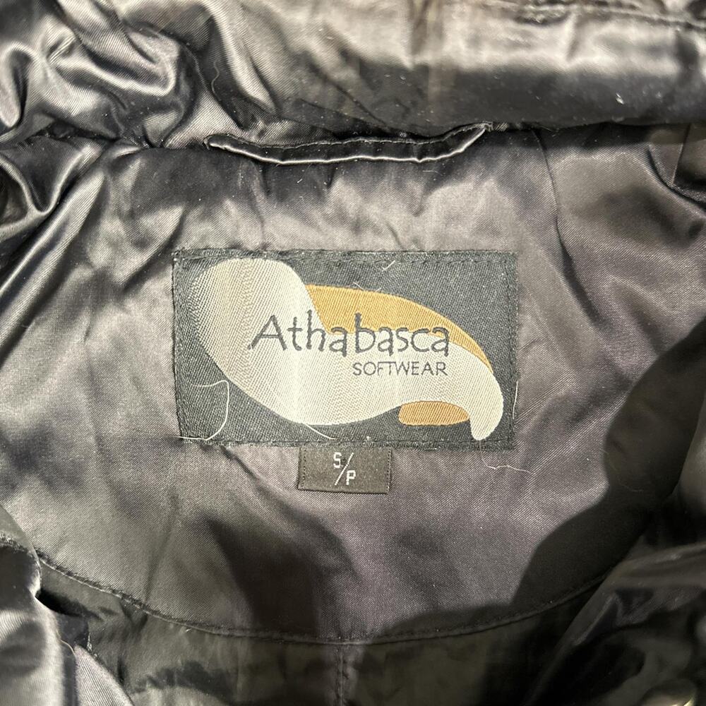 Y2K Athabasca Softwear Women’s Black Duck Down Faux Fur Hood Puffer Coat Small - Picture 3 of 7